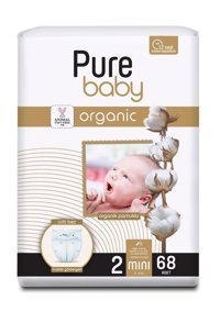 Pure Baby Organik 2 Numara Organik Bantlı Bebek Bezi 68'li