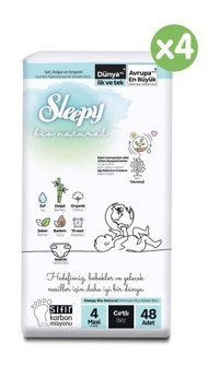 Sleepy Bio Natural 4 Numara Bantlı Bebek Bezi 192'li