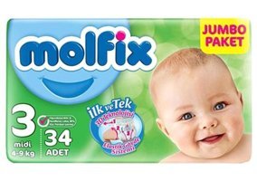 Molfix 4 Numara Bantlı Bebek Bezi 34'lü