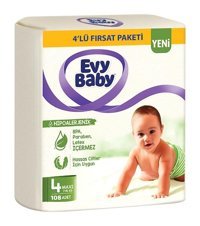 Evy Baby 4 Numara Bantlı Bebek Bezi 108'li