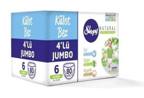 Sleepy Natural 6 Numara Külot Bebek Bezi 4x80'li