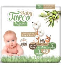 Baby Turco Doğadan 1 Numara Bantlı Bebek Bezi 40'lı
