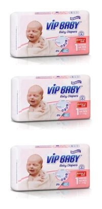 Bebiko Vip Baby 1 Numara Bantlı Bebek Bezi 3x44'lü
