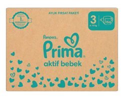 Prima 3 Numara Bantlı Bebek Bezi 156'lı