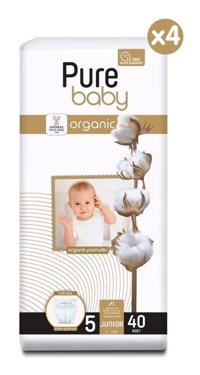 Pure Baby Organik 5 Numara Organik Bantlı Bebek Bezi 160'lı