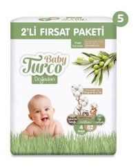 Baby Turco Doğadan 4 Numara Bantlı Bebek Bezi 410'lu
