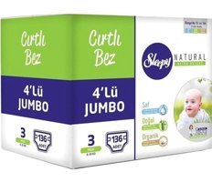 Sleepy Natural 3 Numara Bantlı Bebek Bezi 136'lı