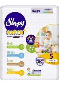 Sleepy 5 Numara Bantlı Bebek Bezi 5x80'li