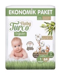 Baby Turco 1 Numara Bantlı Bebek Bezi 64'lü
