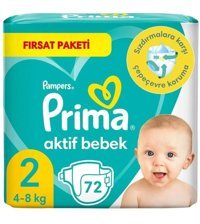 Prima 2 Numara Bantlı Bebek Bezi 72'li