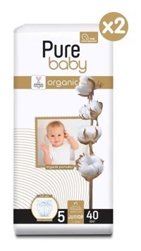 Pure Baby Organik 1 Numara Organik Bantlı Bebek Bezi 80'li