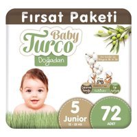 Baby Turco Doğadan 5 Numara Bantlı Bebek Bezi 72'li