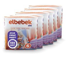 Elbebek Elite 6 Numara Bantlı Bebek Bezi 144'lü
