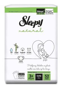 Sleepy Natural 3 Numara Bantlı Bebek Bezi 52'li