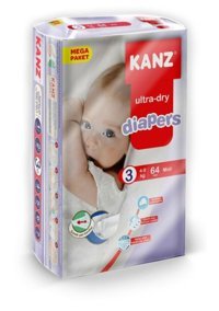 Kanz Diapers 3 Numara Bantlı Bebek Bezi 64'lü