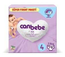 Canbebe 4 Numara Bantlı Bebek Bezi 76'lı