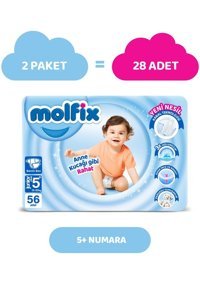 Molfix 5+ Numara Bantlı Bebek Bezi 56'lı
