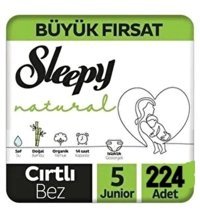 Sleepy Natural 5 Numara Bantlı Bebek Bezi 4x56'lı