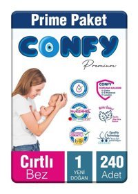 Confy 1 Numara Bantlı Bebek Bezi 240'lı