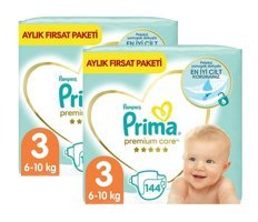 Prima Premium Care 3 Numara Bantlı Bebek Bezi 288'li