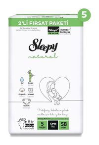 Sleepy Natural 5 Numara Bantlı Bebek Bezi 290'lı
