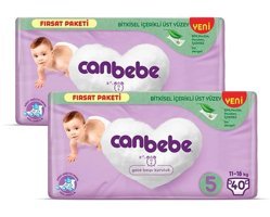 Canbebe 5 Numara Bantlı Bebek Bezi 2x40'lı