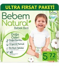 Bebem Natural 5 Numara Bantlı Bebek Bezi 360'lı