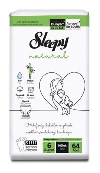 Sleepy Natural 6 Numara Külot Bebek Bezi 64'lü