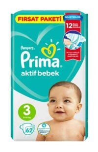 Prima Pampers 3 Numara Bantlı Bebek Bezi 2x62'li