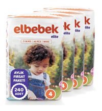 Elbebek Elite 4 Numara Bantlı Bebek Bezi 240'lı