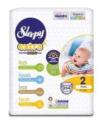 Sleepy Extra 2 Numara Bantlı Bebek Bezi 204'lü