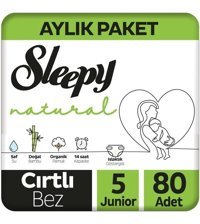 Sleepy Natural 5 Numara Bantlı Bebek Bezi 80'li