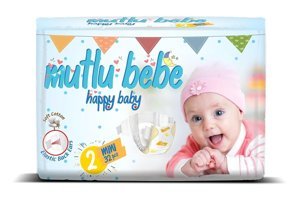Mutlu Bebe Mini 2 Numara Organik Cırtlı Bebek Bezi 32 Adet