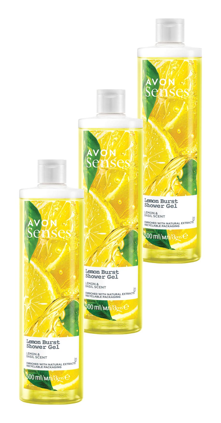 Avon Sensen Limonlu - Reyhan Nemlendirici Duş Jeli 3 x 500 ml