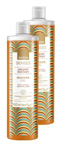 Avon Senses Creamy Fantasy Badem - Karamel - Vanilya Nemlendirici Vegan Duş Jeli 2 x 500 ml