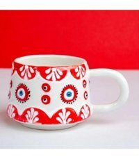 İlbay Çini Takı İlbay Seramik Kupa Mug Klasik Kırmızı Nazar