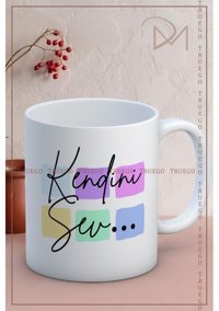 Truego Baskılı Kupa Bardak Seramik Mug - Kendini Sev