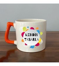 Mor Mürekkep Kendin Tasarla Turuncu Kulplu Seramik D Kupa