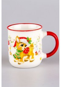 Sıakı Collection Yılbaşı Kupası Kırmızı Karaca Figürlü