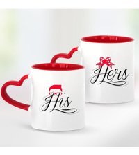Bk Kişiye Özel İkili His & Hers Kırmızı Kalpli Kupa Bardak