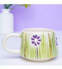 İlbay Çini Takı Klasik Seramik Kupa Mug Mor Papatya