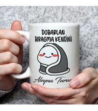 Mor Mürekkep Dobarlan Bıragma Kendini Baskılı Beyaz Kupa