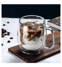 Yz Home Çift Cidarlı Kulplu Cam Bardak Kupa 300ml