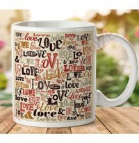 Art Hediye 1-558 Love Tasarım İki Tarafı Baskılı Kupa Bardak