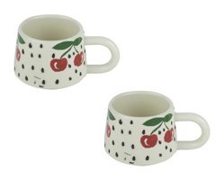Erzi Kupa Bardak Seramik Vişne Desenli 2'Li Set 200 ml