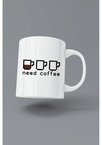 Baskıtech Need Coffee Baskılı Porselen Kupa