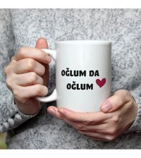 Mor Mürekkep Oğlum Da Oğlum Baskılı Beyaz Kupa