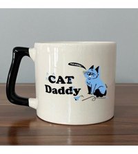 Mor Mürekkep Cat Daddy Baskılı Siyah Kulplu D Kupa