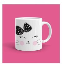 Mini Maker Kids Papyonlu Kedi Kupa Bardak - Kişiye Özel