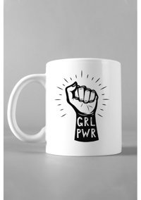 Hediyexpres Yumruk Ve Girl Power Tasarımlı Beyaz Kupa Bardak